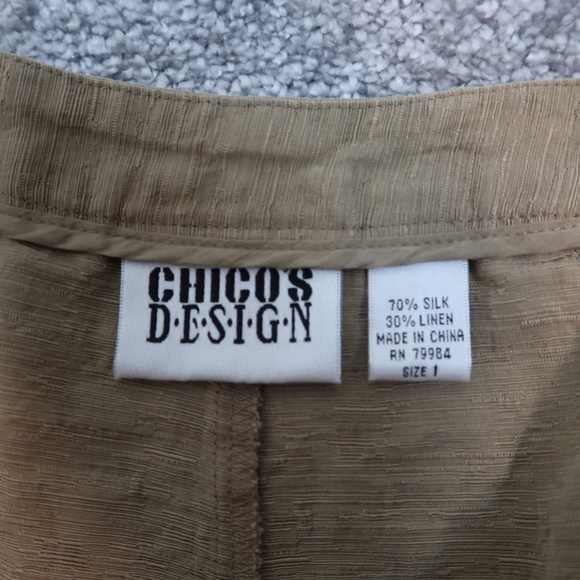 Chicos Design Silk/Linen Blend Ankle Pants Size 1 Green Straight - Picture 2 of 14